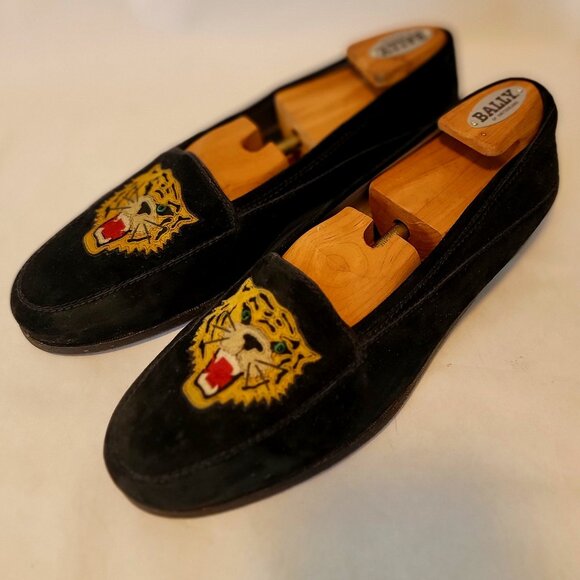 SOLD OUT 80s SUSAN BENNIS WARREN EDWARDS Loafer Men's BLK Suede Leather Tiger - Picture 2 of 13